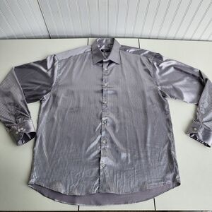 Decibel Prestige Silver Gray Long Sleeve Button Up Shirt Men’s Chest: 50" Sz 5XL
